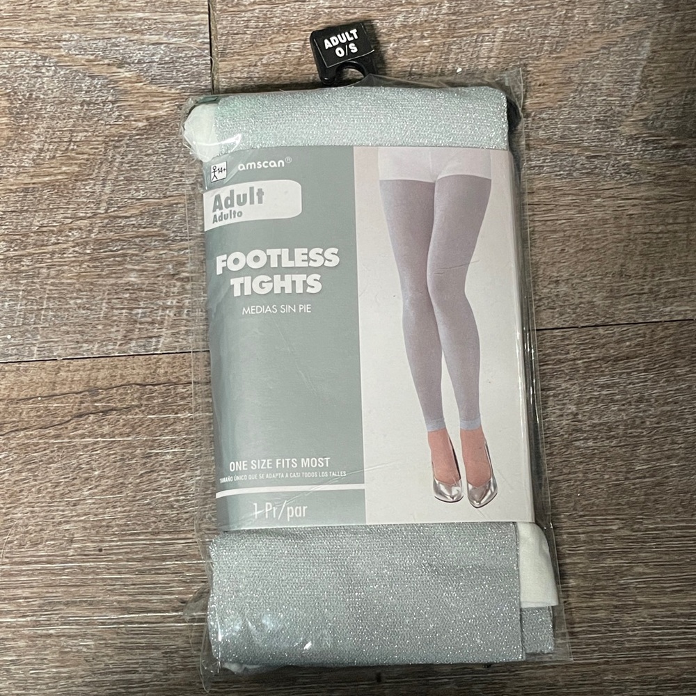 NWT Amscan Shimmery Metallic Footless Tights